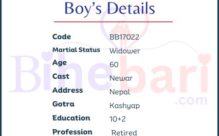 BB17022: नेपाल वसोवास गर्दै आउनुभएको ६० वर्षीय एकल पुरुषलाई असल जीवनसाथी चाहियो ।