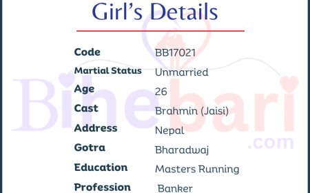 BB17021: नेपाल वस्दैआउनुभएकाे २६ वर्षीय वैंकमा जागिरे व्राम्हण केटीलाई असल जीवनसाथी चाहियो ।