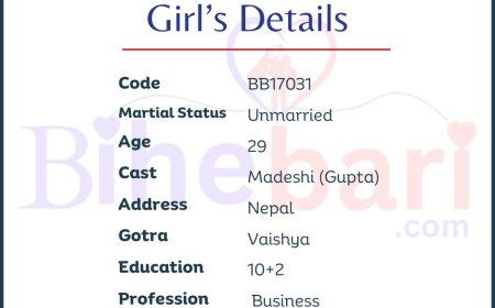 BB17031: नेपाल वस्दैआउनु भएको २९ वर्षीय गुप्ता थरी १२ पास केटीलाई असल जीवनसाथी चाहियो ।